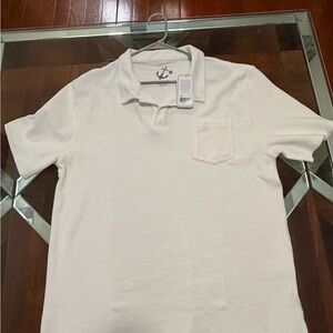 Men's White Polo Shirt with Chest Pocket - Anchor Detail